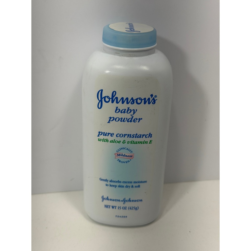 Johnson's Baby Powder Pure Cornstarch Aloe & Vitamin E 15 oz Vintage 2004 USA